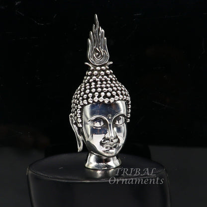 925 sterling silver handmade divine idol lord buddha face figurine statue, silver god Goutam Bbuddha sculpture best gifting article su997 - TRIBAL ORNAMENTS