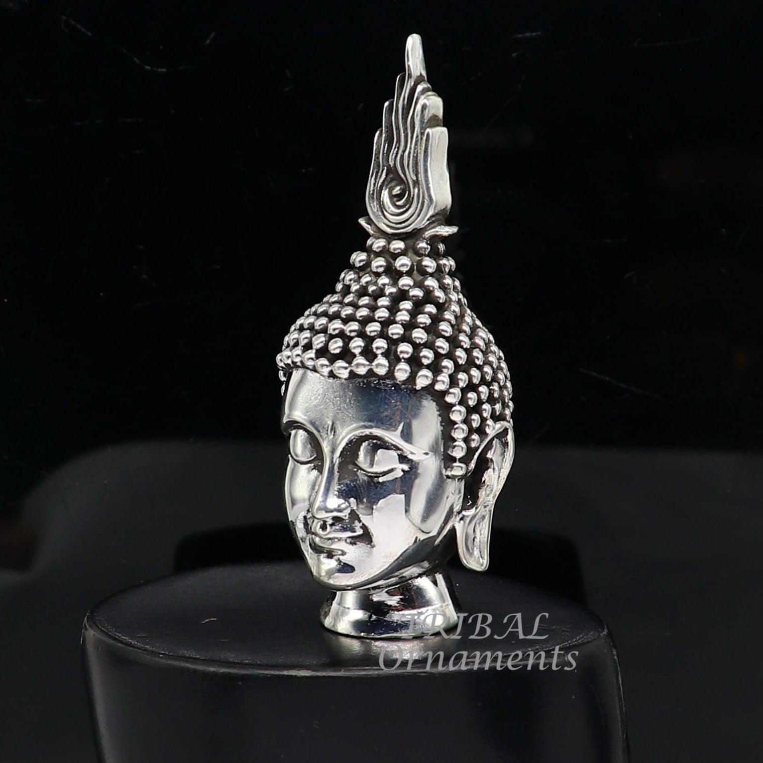 925 sterling silver handmade divine idol lord buddha face figurine statue, silver god Goutam Bbuddha sculpture best gifting article su997 - TRIBAL ORNAMENTS