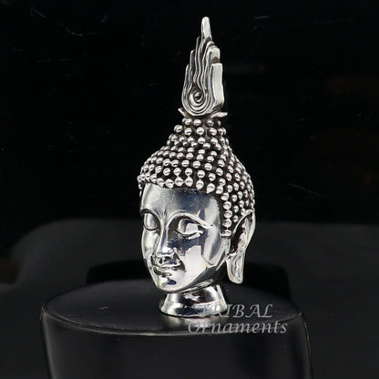 925 sterling silver handmade divine idol lord buddha face figurine statue, silver god Goutam Bbuddha sculpture best gifting article su997 - TRIBAL ORNAMENTS