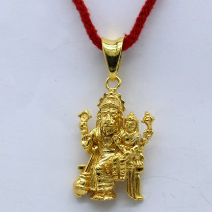 Sterling silver Vishnu with Laxmi Narsimha pendant, handmade unisex jewelry, detailed religious pendant from Tribal Ornaments.