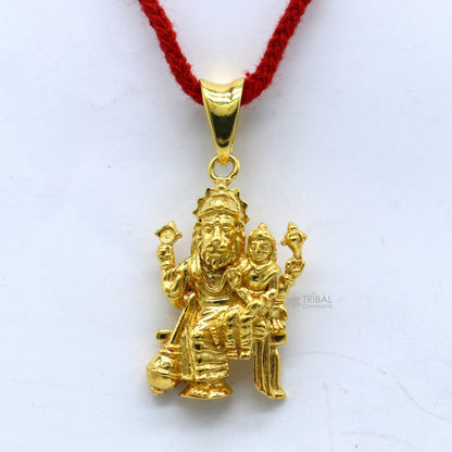 Sterling silver Vishnu with Laxmi pendant featuring Narsimha, unisex handmade jewelry, detailed religious design by Tribal Ornaments
