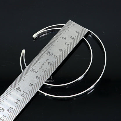 Sterling silver double-layer plain bangle bracelet by TRIBAL ORNAMENTS, handcrafted Indian cuff jewelry with minimalist design.