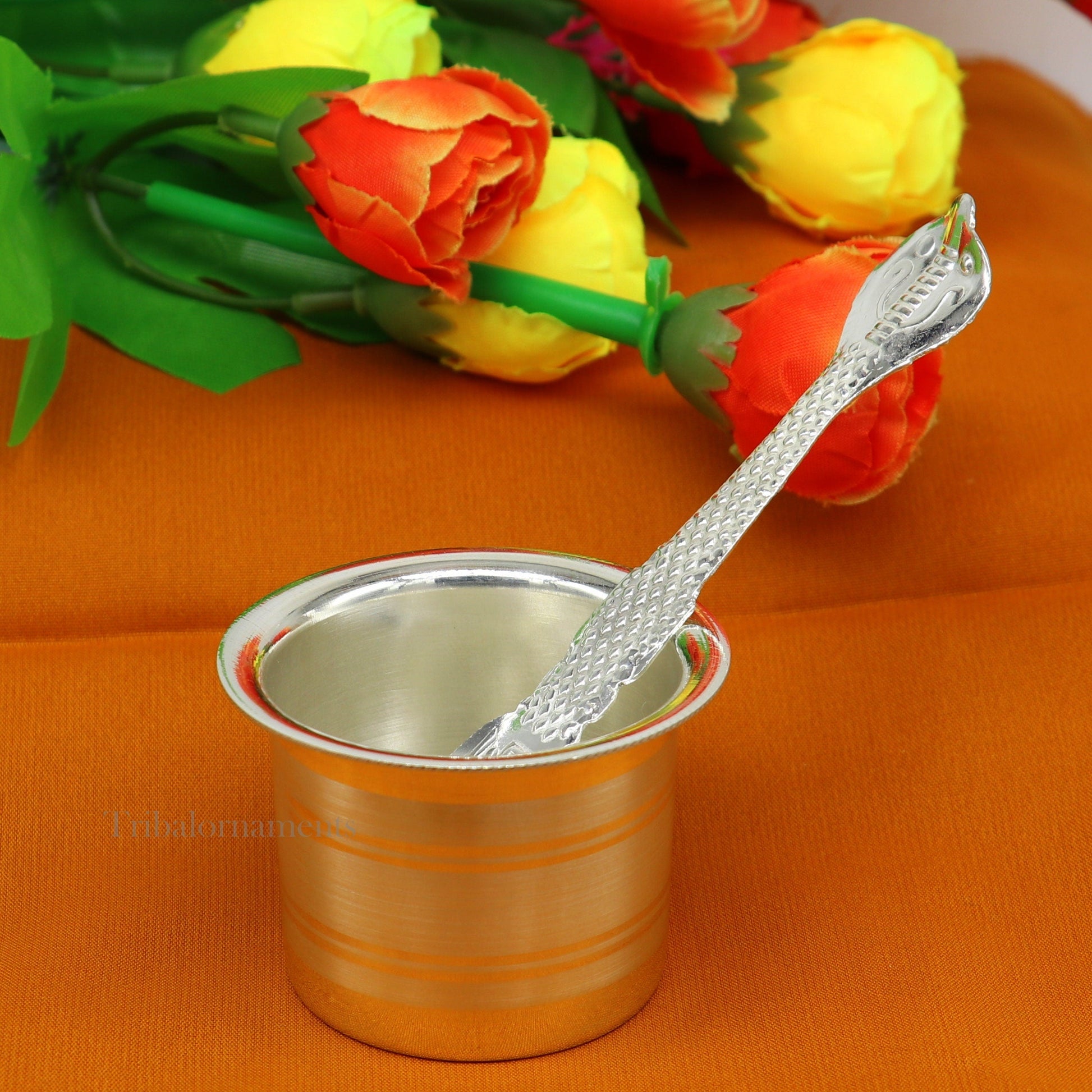 925 sterling silver handmade elegant Ghee pot patra puuja or worshipping, Butter pot for kitchen, silver puja utensils from India su539 - TRIBAL ORNAMENTS