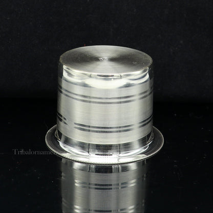 925 sterling silver handmade elegant Ghee pot patra puuja or worshipping, Butter pot for kitchen, silver puja utensils from India su539 - TRIBAL ORNAMENTS