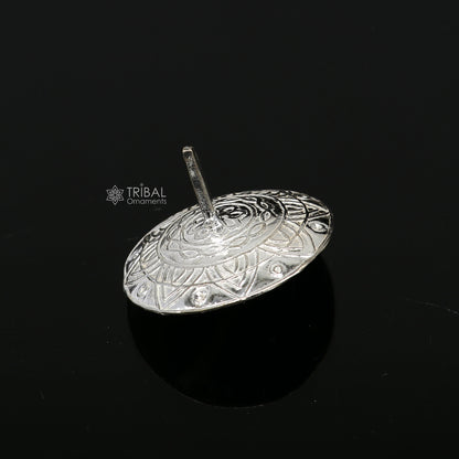 925 sterling silver enamel work Firki or Lattu toy, handmade silver toy for baby Krishna idols, crafted by TRIBAL ORNAMENTS.