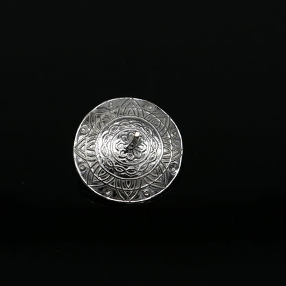 925 sterling silver enamel work Firki toy for baby Krishna idols, handmade silver Lattu toy from Tribal Ornaments, India.