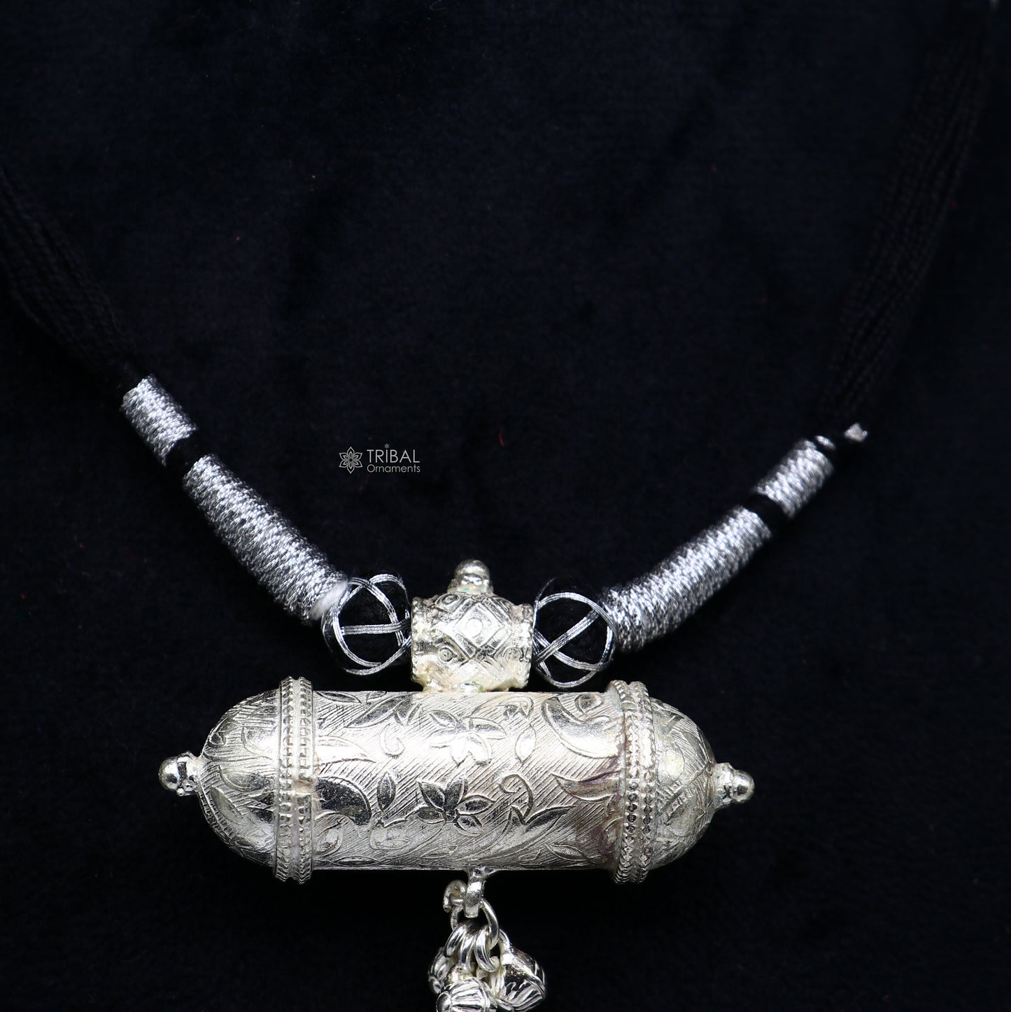 925 Sterling silver tribal pendant with necklace set, handcrafted ethnic choker jewelry for brides by TRIBAL ORNAMENTS