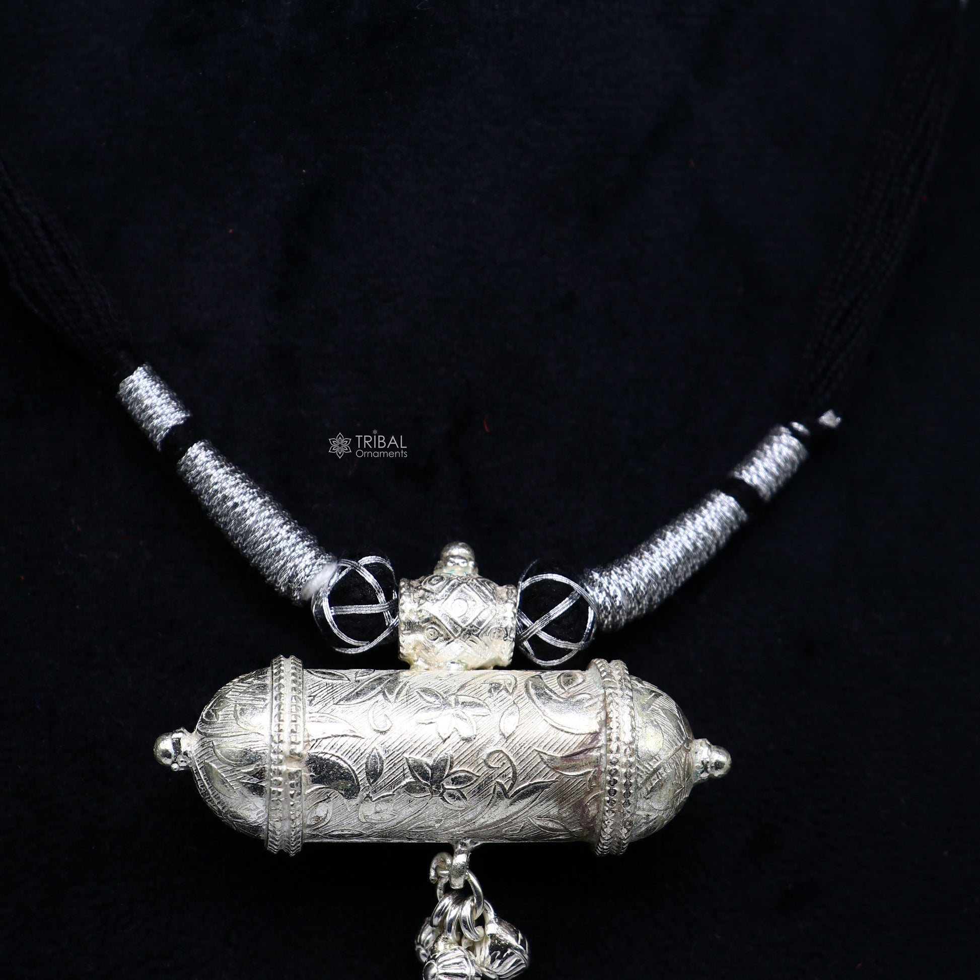 925 Sterling silver tribal pendant with necklace set, handcrafted ethnic choker jewelry for brides by TRIBAL ORNAMENTS