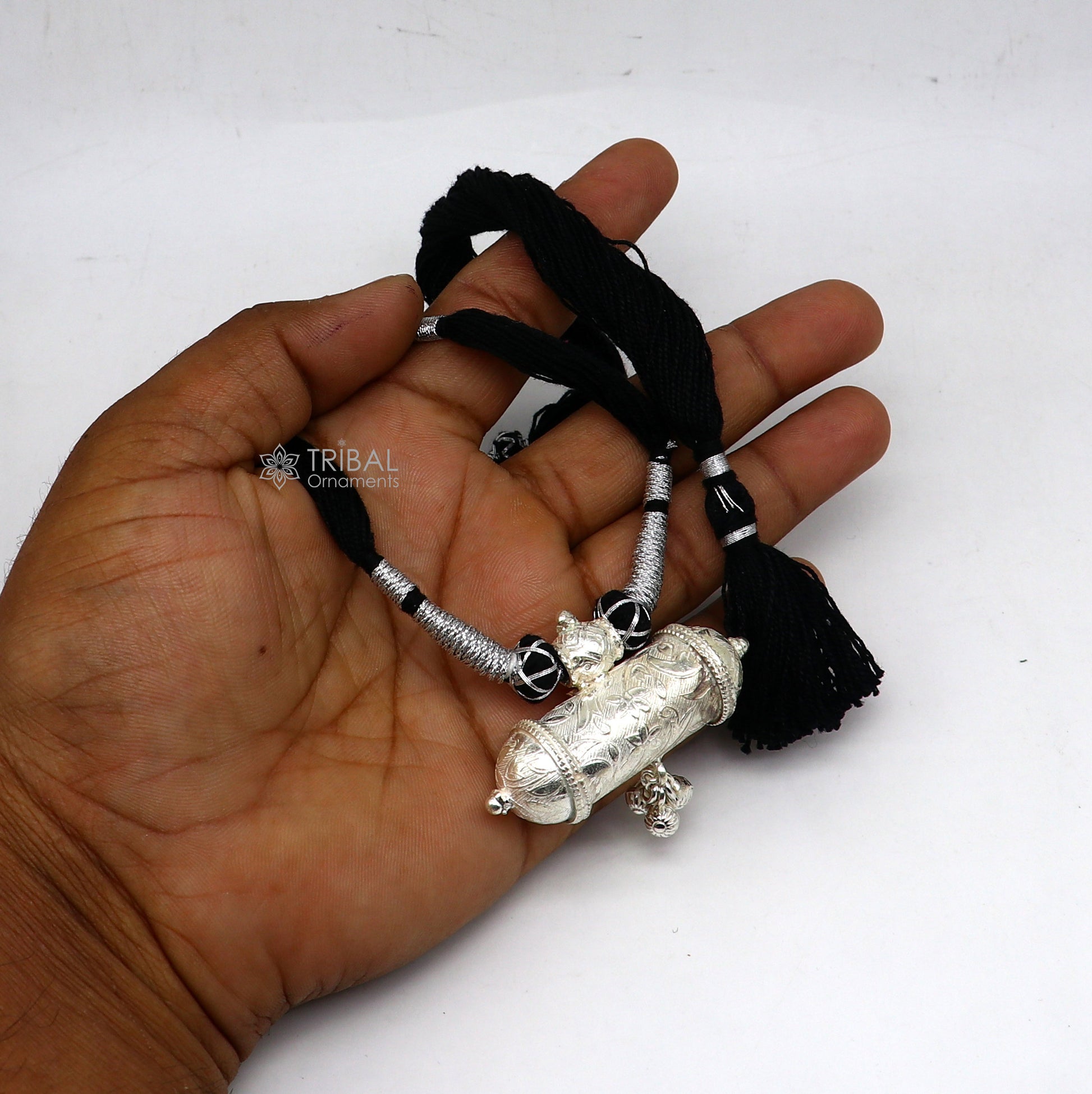 925 Sterling silver tribal pendant with traditional necklace choker, ethnic brides jewelry set by TRIBAL ORNAMENTS.