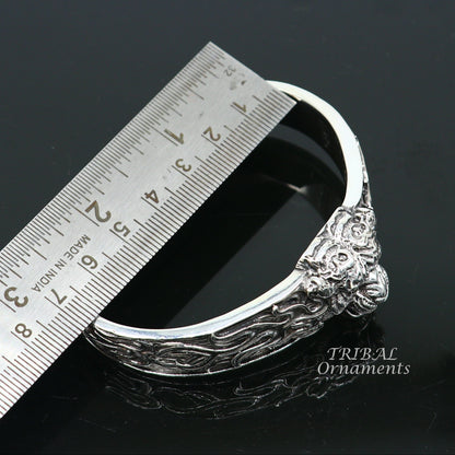 925 Sterling silver handmade excellent lion face solid cuff kada bracelet, amazing bracelet vintage style men's jewelry cuff106 - TRIBAL ORNAMENTS