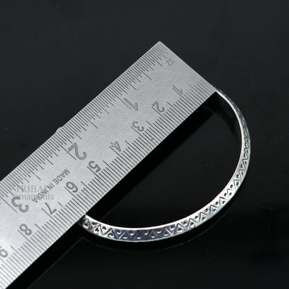 Vintage design 925 sterling silver cuff bracelet by Tribal Ornaments, unisex stylish handmade jewelry bangle for gifting.