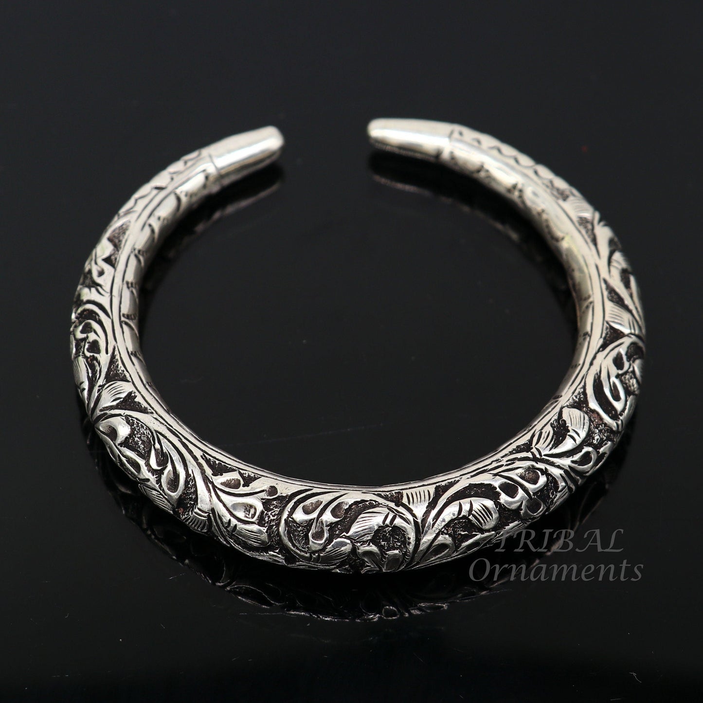 925 Sterling silver handmade fabulous chitai work customized bangle bracelet kada with pearl unisex personalized tribal jewelry nsk576 - TRIBAL ORNAMENTS