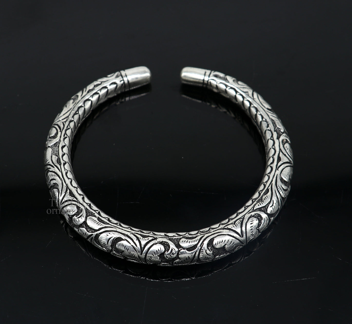 925 Sterling silver handmade fabulous chitai work customized bangle bracelet kada with pearl unisex personalized tribal jewelry nsk450 - TRIBAL ORNAMENTS