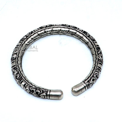 925 Sterling silver handmade fabulous chitai work customized bangle bracelet kada with pearl unisex personalized tribal jewelry nsk809 - TRIBAL ORNAMENTS