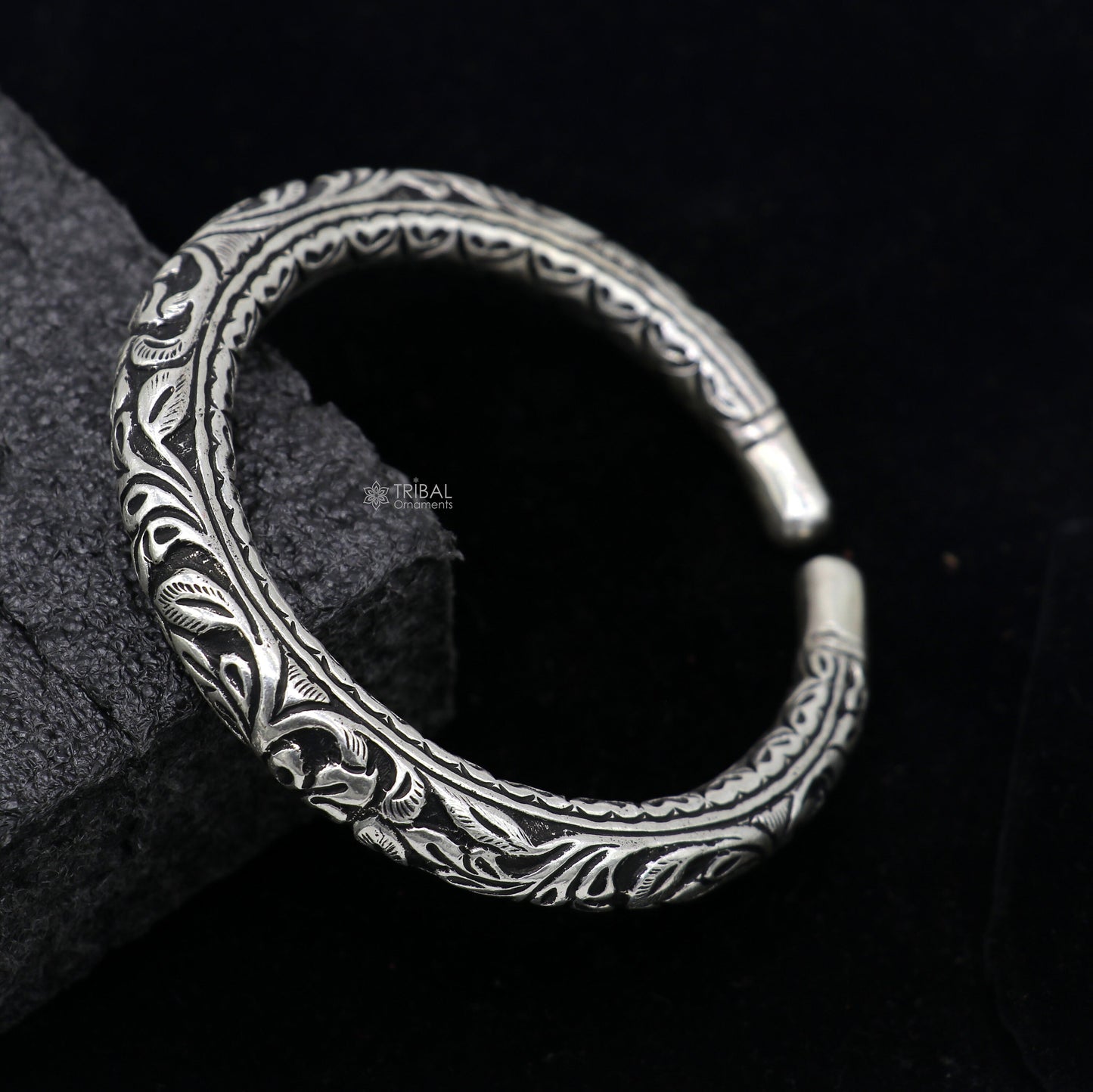 925 Sterling silver handmade fabulous chitai work customized bangle bracelet kada with pearl unisex personalized tribal jewelry nsk811 - TRIBAL ORNAMENTS