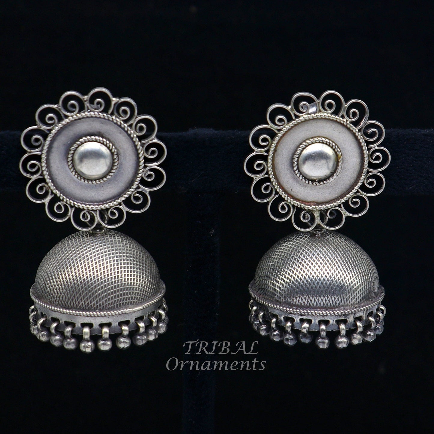 925 sterling silver handmade fabulous design jhumka stud earring, best garba navratri belly dance and wedding party stylish jewelry s1042 - TRIBAL ORNAMENTS