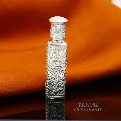 925 sterling silver handmade fabulous floral work trinket box, container box, sindur/kumkum box, Vermilion brides art stb375 - TRIBAL ORNAMENTS