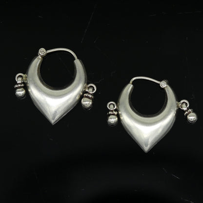 925 sterling silver handmade fabulous hoops earring with gorgeous hanging drops, customized heart shape design earring bridal jewelry s0871 - TRIBAL ORNAMENTS