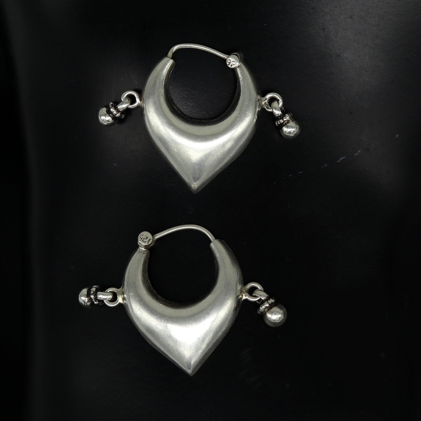 925 sterling silver handmade fabulous hoops earring with gorgeous hanging drops, customized heart shape design earring bridal jewelry s0871 - TRIBAL ORNAMENTS