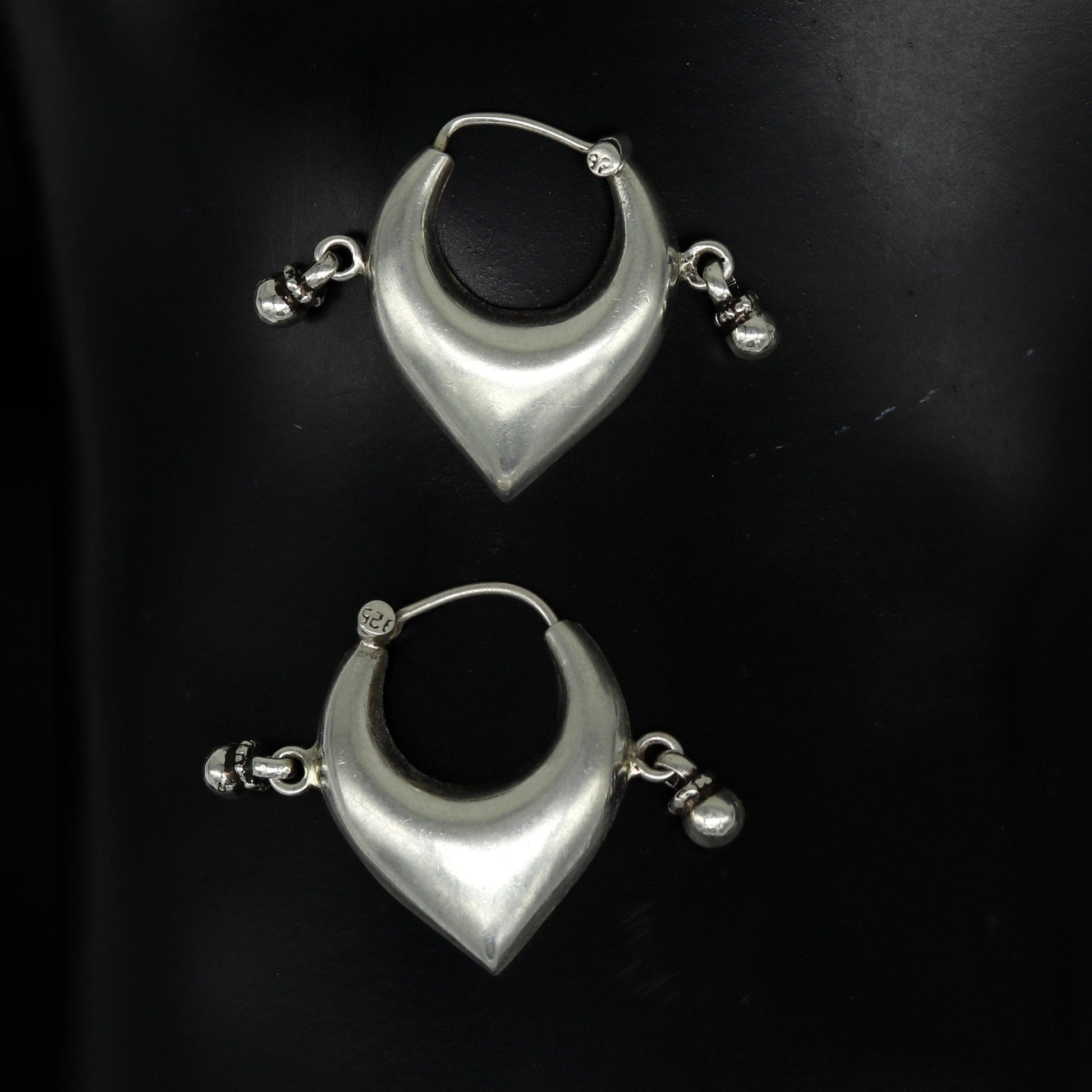 925 sterling silver handmade fabulous hoops earring with gorgeous hanging drops, customized heart shape design earring bridal jewelry s0871 - TRIBAL ORNAMENTS