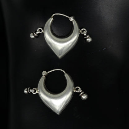 925 sterling silver handmade fabulous hoops earring with gorgeous hanging drops, customized heart shape design earring bridal jewelry s0871 - TRIBAL ORNAMENTS