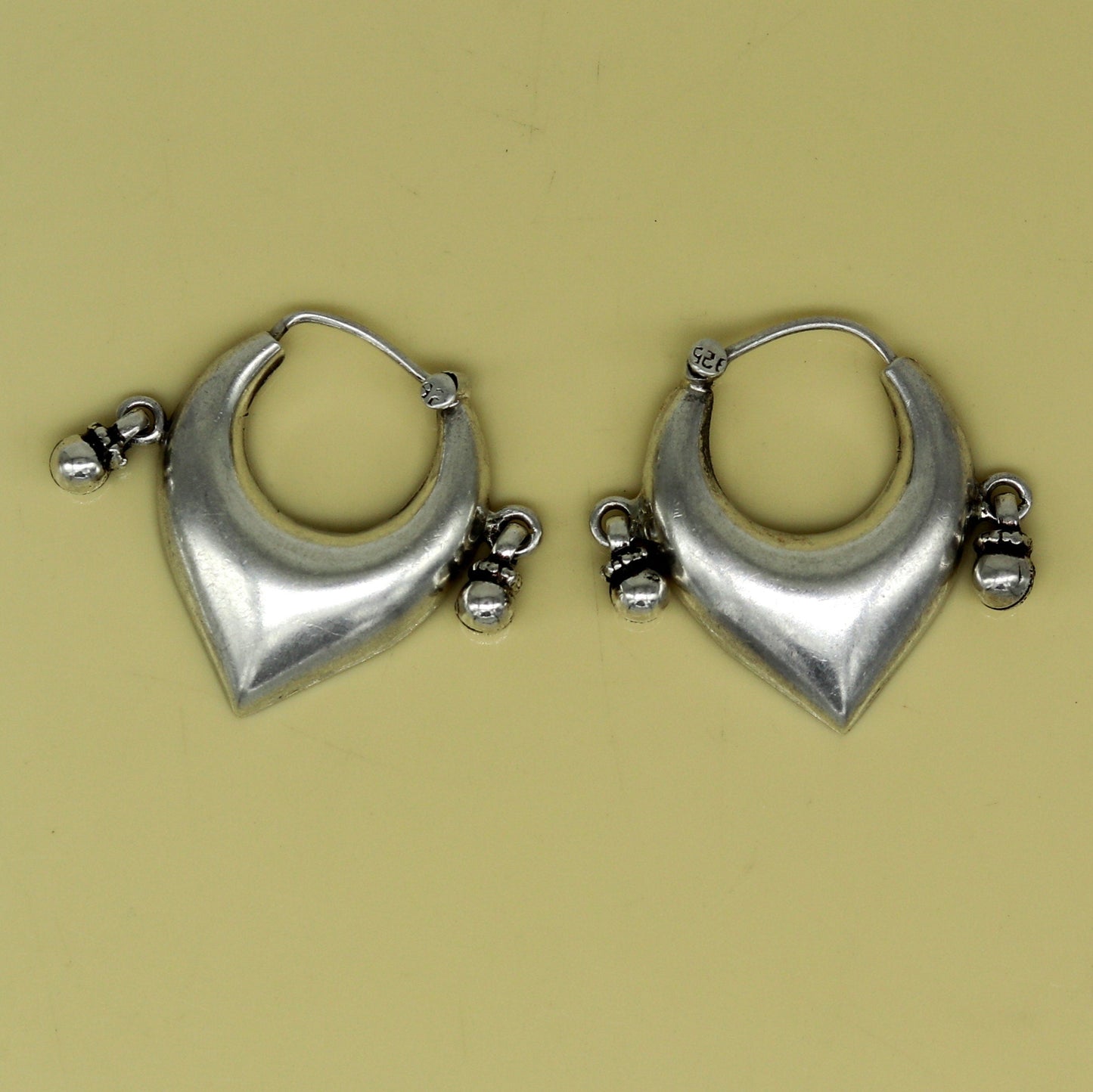 925 sterling silver handmade fabulous hoops earring with gorgeous hanging drops, customized heart shape design earring bridal jewelry s0871 - TRIBAL ORNAMENTS