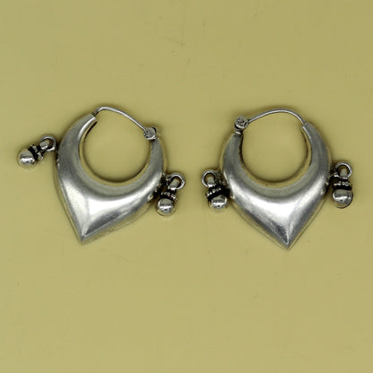 925 sterling silver handmade fabulous hoops earring with gorgeous hanging drops, customized heart shape design earring bridal jewelry s0871 - TRIBAL ORNAMENTS