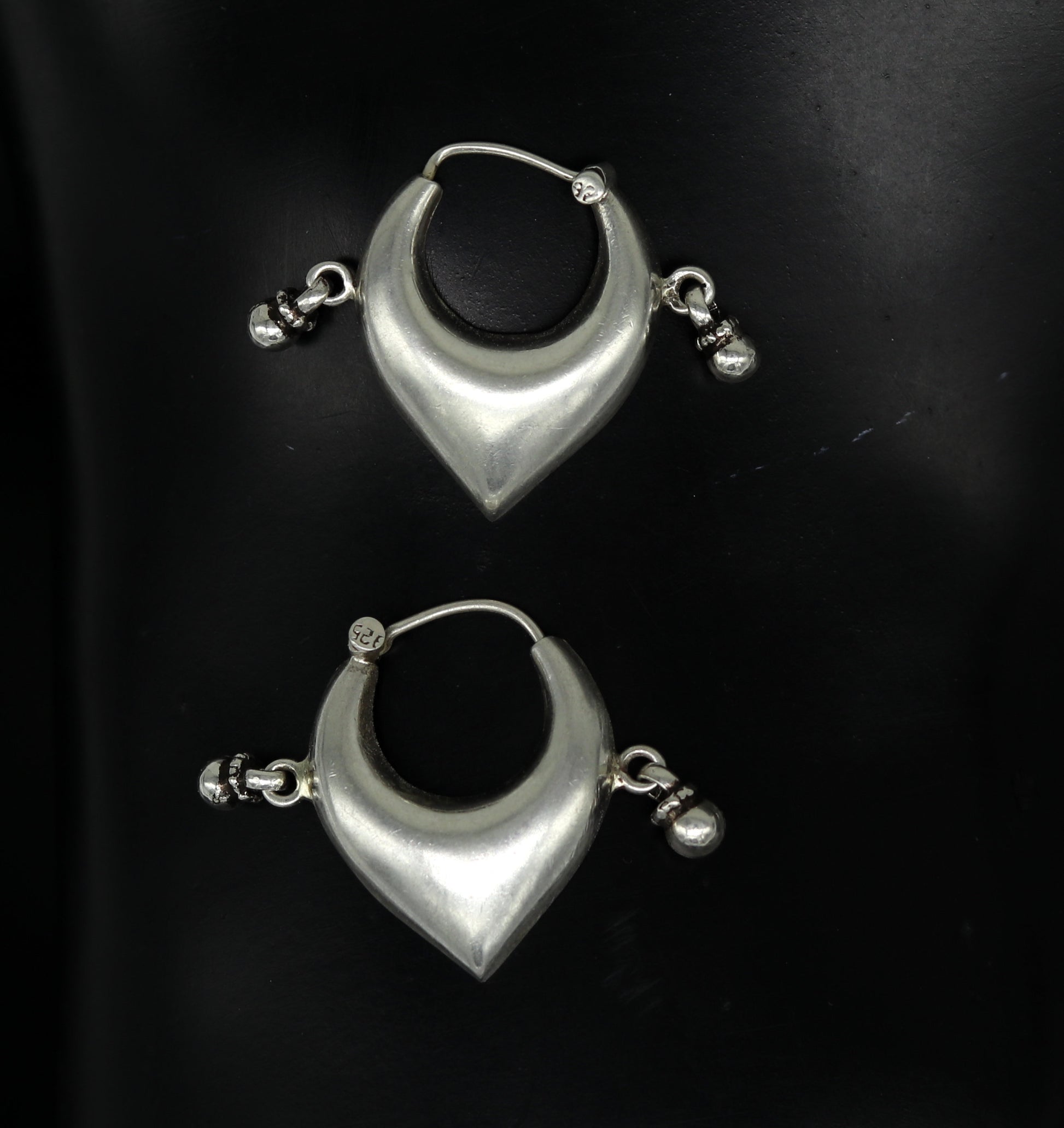 925 sterling silver handmade fabulous hoops earring with gorgeous hanging drops, customized heart shape design earring bridal jewelry s871 - TRIBAL ORNAMENTS