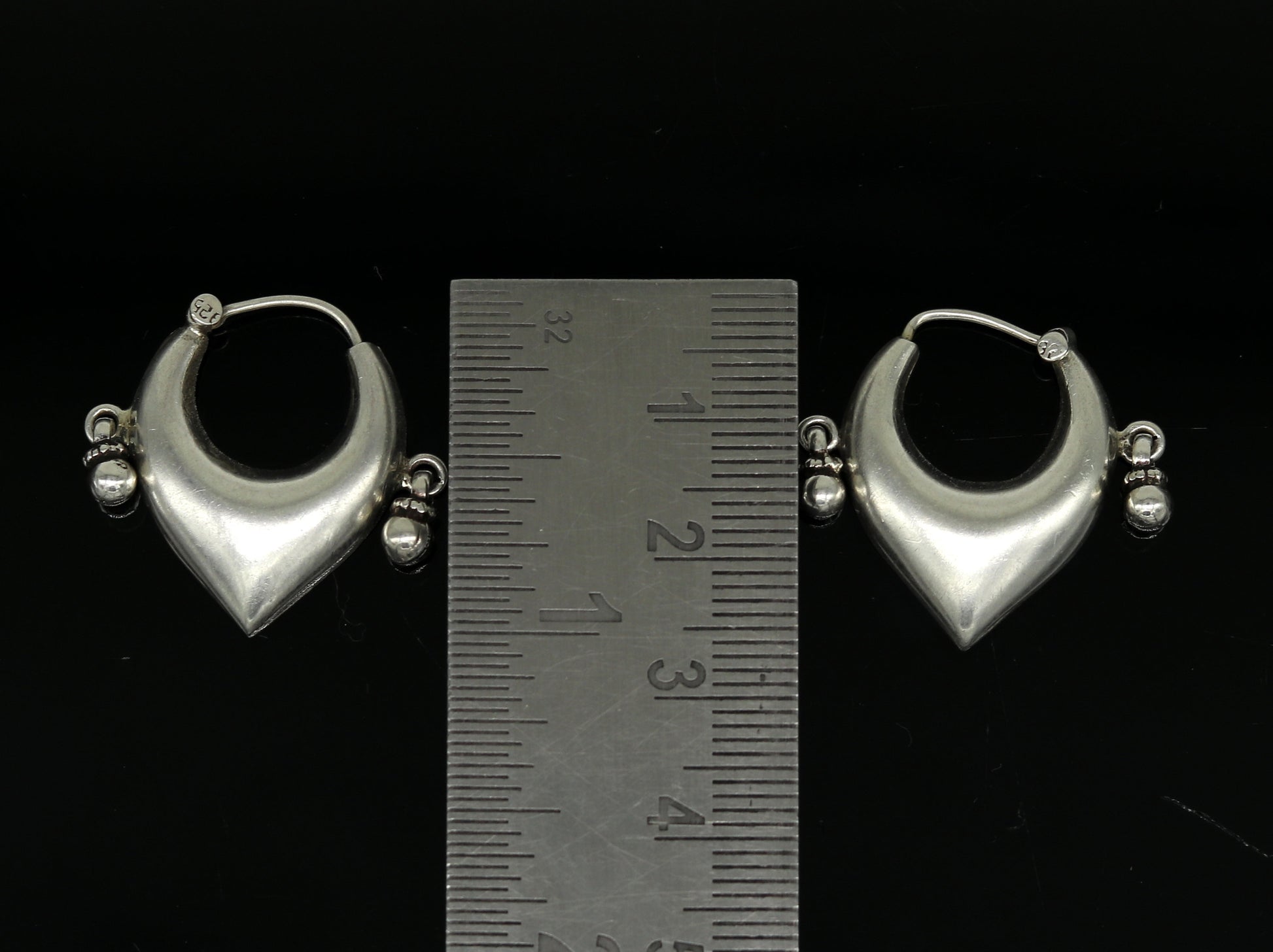 925 sterling silver handmade fabulous hoops earring with gorgeous hanging drops, customized heart shape design earring bridal jewelry s872 - TRIBAL ORNAMENTS