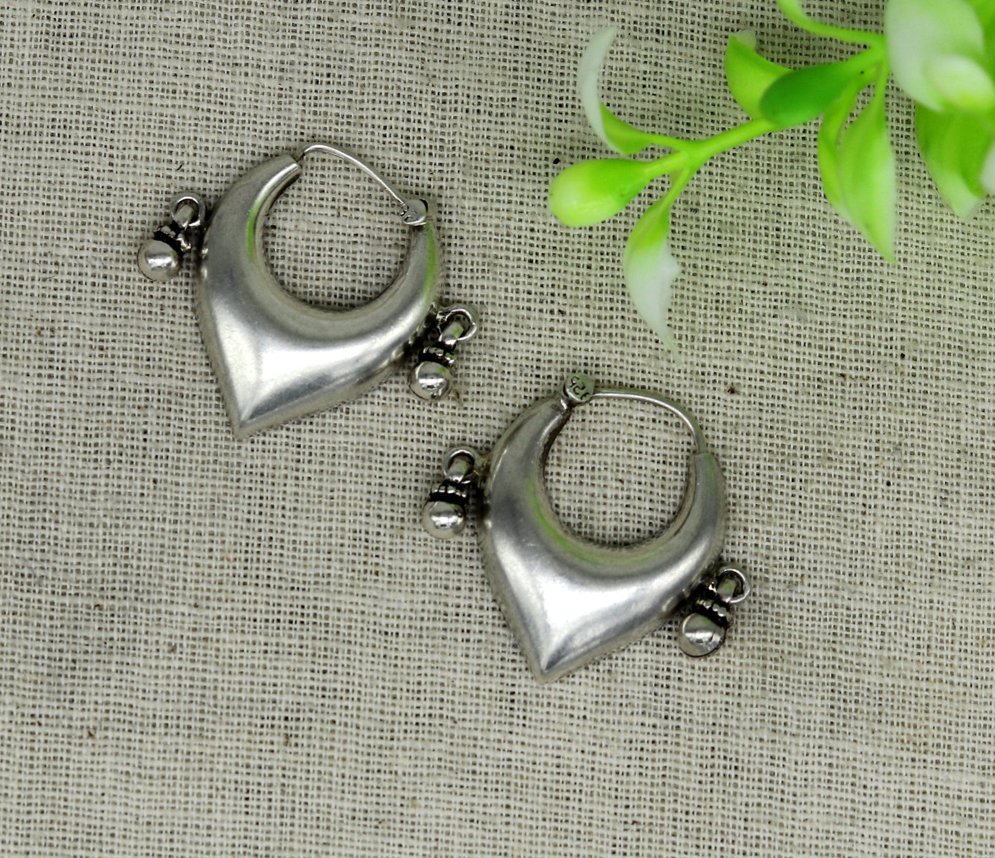 925 sterling silver handmade fabulous hoops earring with gorgeous hanging drops, customized heart shape design earring bridal jewelry s872 - TRIBAL ORNAMENTS