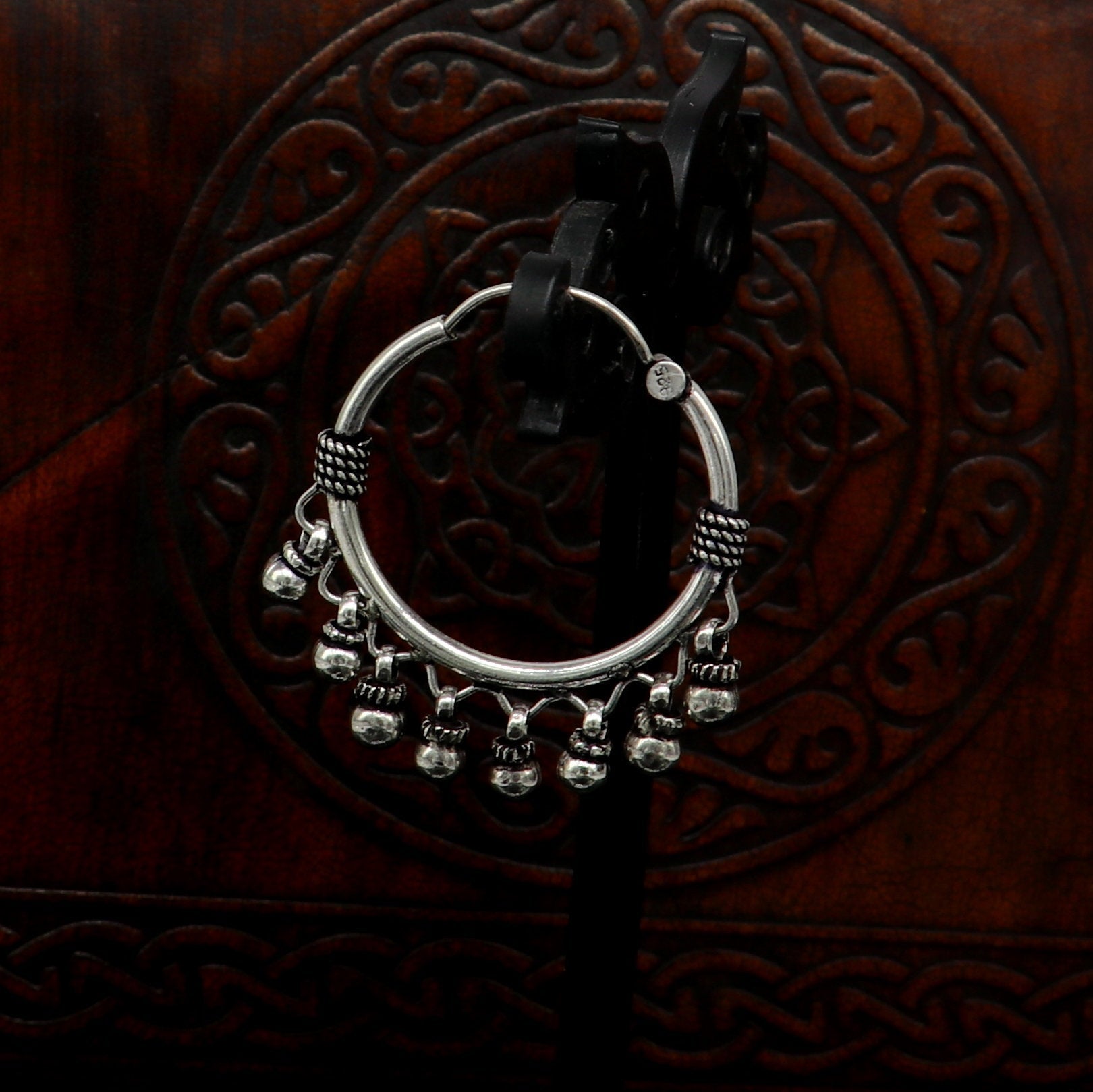 925 sterling silver handmade fabulous hoops earring with gorgeous hanging drops, customized large earring personalized gift ear544 - TRIBAL ORNAMENTS