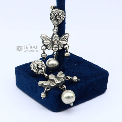 925 sterling silver handmade fabulous light weight Stud dangler earring, butterfly design excellent ethnic tribal functional Earrings s1246 - TRIBAL ORNAMENTS