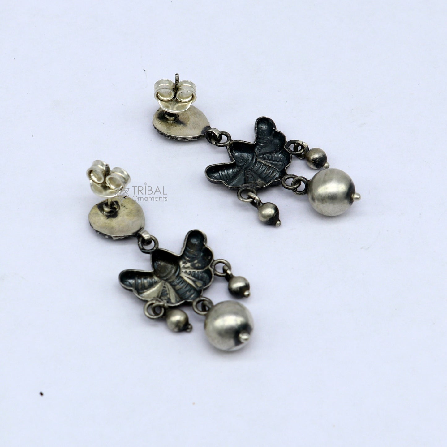 925 sterling silver handmade fabulous light weight Stud dangler earring, butterfly design excellent ethnic tribal functional Earrings s1246 - TRIBAL ORNAMENTS