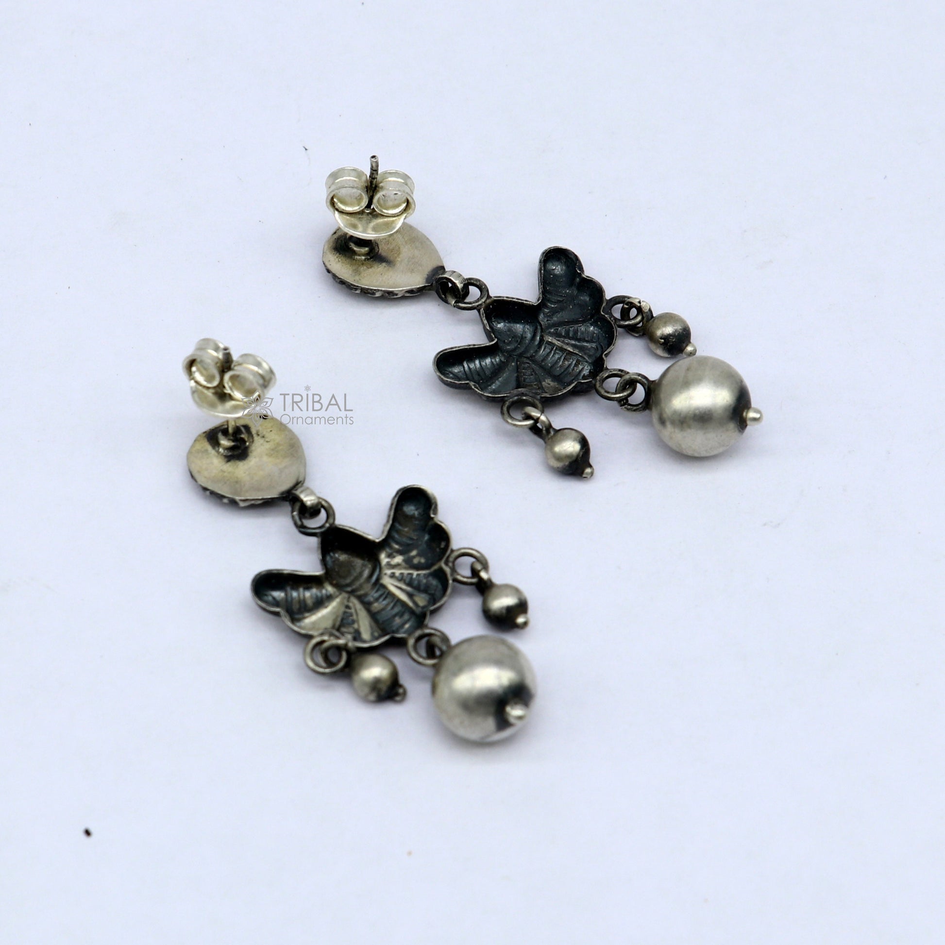 925 sterling silver handmade fabulous light weight Stud dangler earring, butterfly design excellent ethnic tribal functional Earrings s1246 - TRIBAL ORNAMENTS