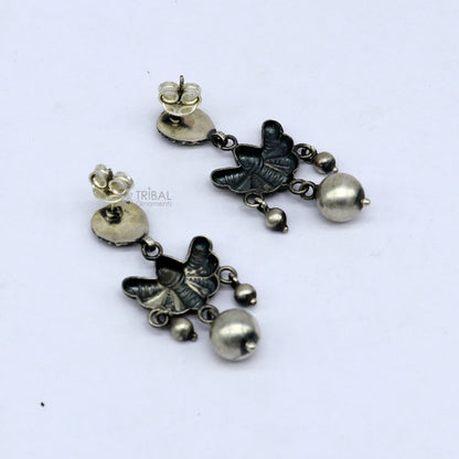 925 sterling silver handmade fabulous light weight Stud dangler earring, butterfly design excellent ethnic tribal functional Earrings s1246 - TRIBAL ORNAMENTS