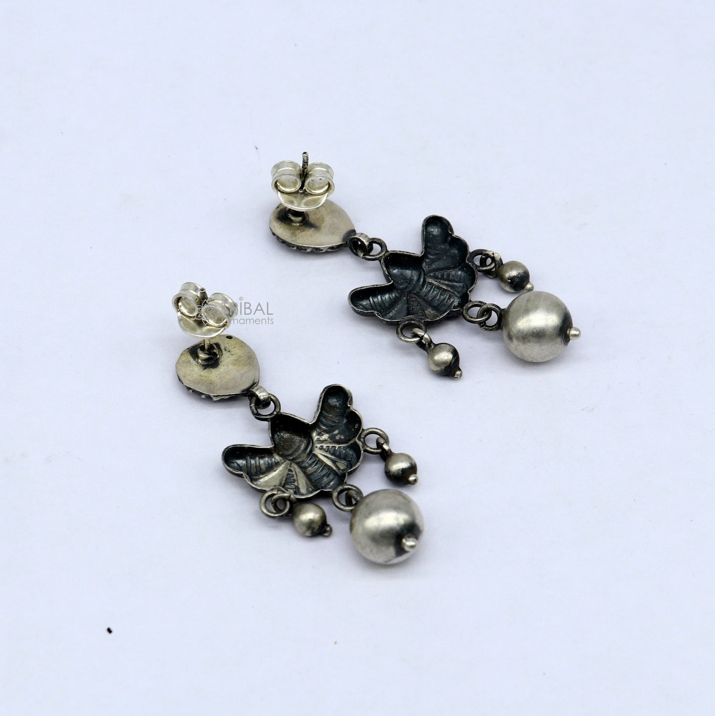 925 sterling silver handmade fabulous light weight Stud dangler earring, butterfly design excellent ethnic tribal functional Earrings s1246 - TRIBAL ORNAMENTS