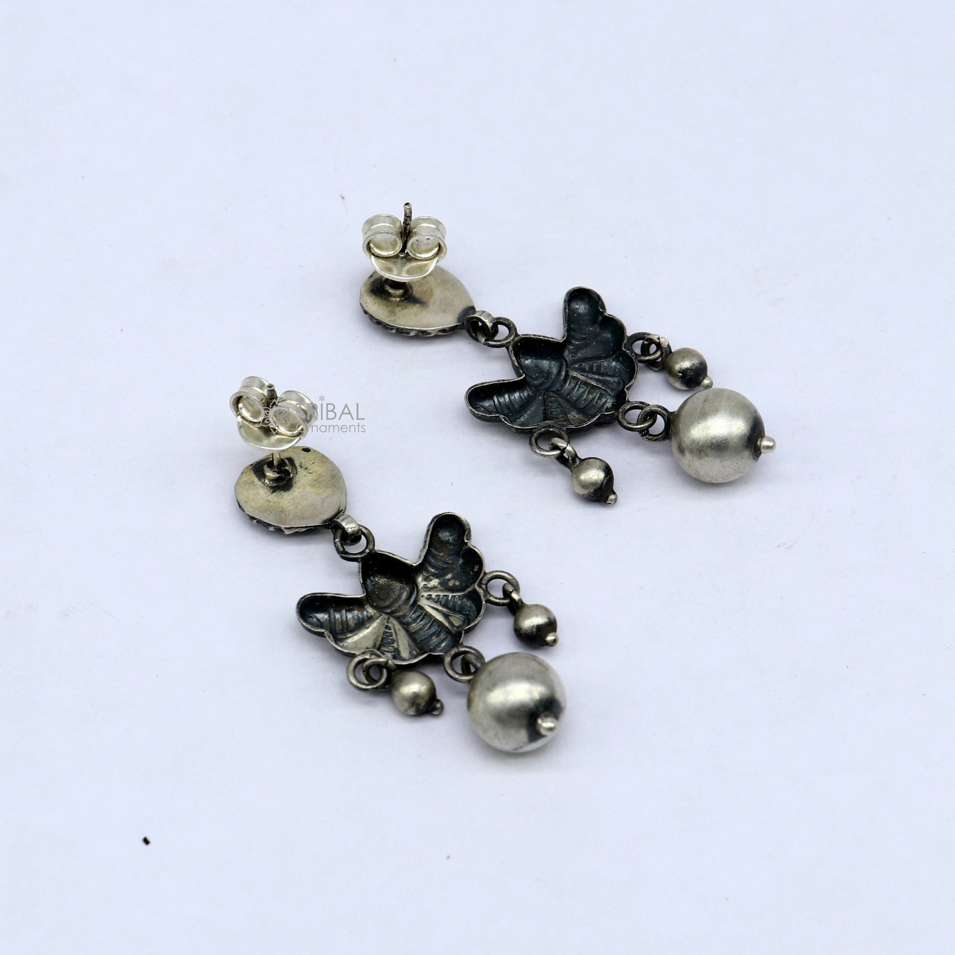 925 sterling silver handmade fabulous light weight Stud dangler earring, butterfly design excellent ethnic tribal functional Earrings s1246 - TRIBAL ORNAMENTS