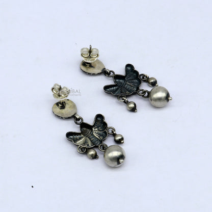 925 sterling silver handmade fabulous light weight Stud dangler earring, butterfly design excellent ethnic tribal functional Earrings s1246 - TRIBAL ORNAMENTS