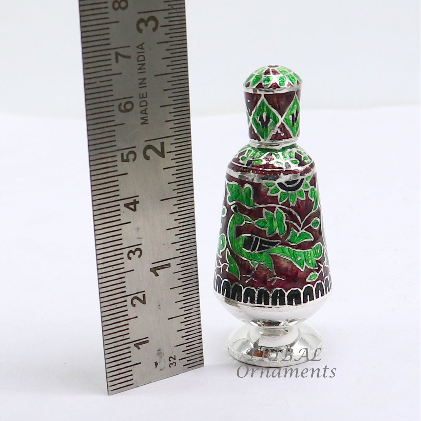 925 Sterling silver handmade fabulous meenakari trinket box, container box, casket box, sindoor box, enamel work customized  box stb721 - TRIBAL ORNAMENTS