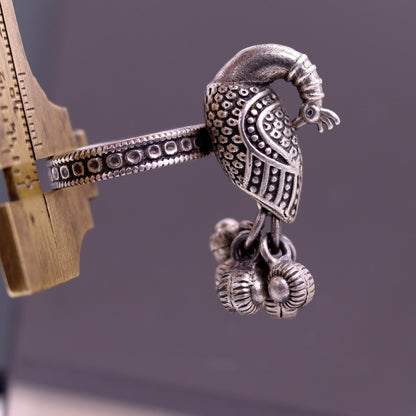 925 sterling silver handmade fabulous peacock design ring with amazing noisy jingle bells excellent customized jewelry for belly dance sr200 - TRIBAL ORNAMENTS