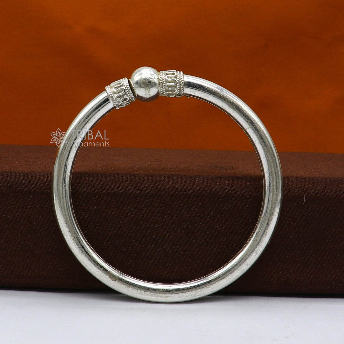 925 sterling silver handmade fabulous plain shine design bangle bracelet kada jewelry, tribal ethnic cultural single ball kada bangle nba414 - TRIBAL ORNAMENTS