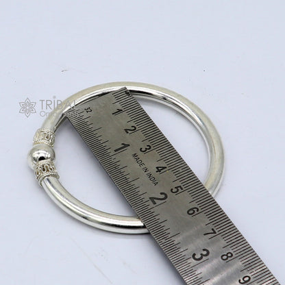 925 sterling silver tribal bangle bracelet with plain shine ball design, handmade ethnic kada jewelry by TRIBAL ORNAMENTS