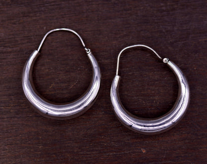 925 sterling silver handmade fabulous plain shining hoops earrings kundal unisex tribal bell dance jewelry from india s575 - TRIBAL ORNAMENTS