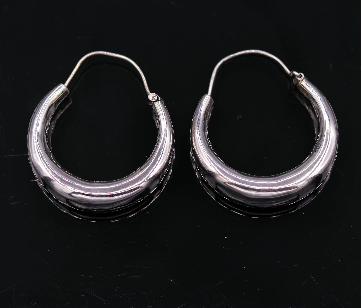925 sterling silver handmade fabulous plain shining hoops earrings kundal unisex tribal bell dance jewelry from india s575 - TRIBAL ORNAMENTS