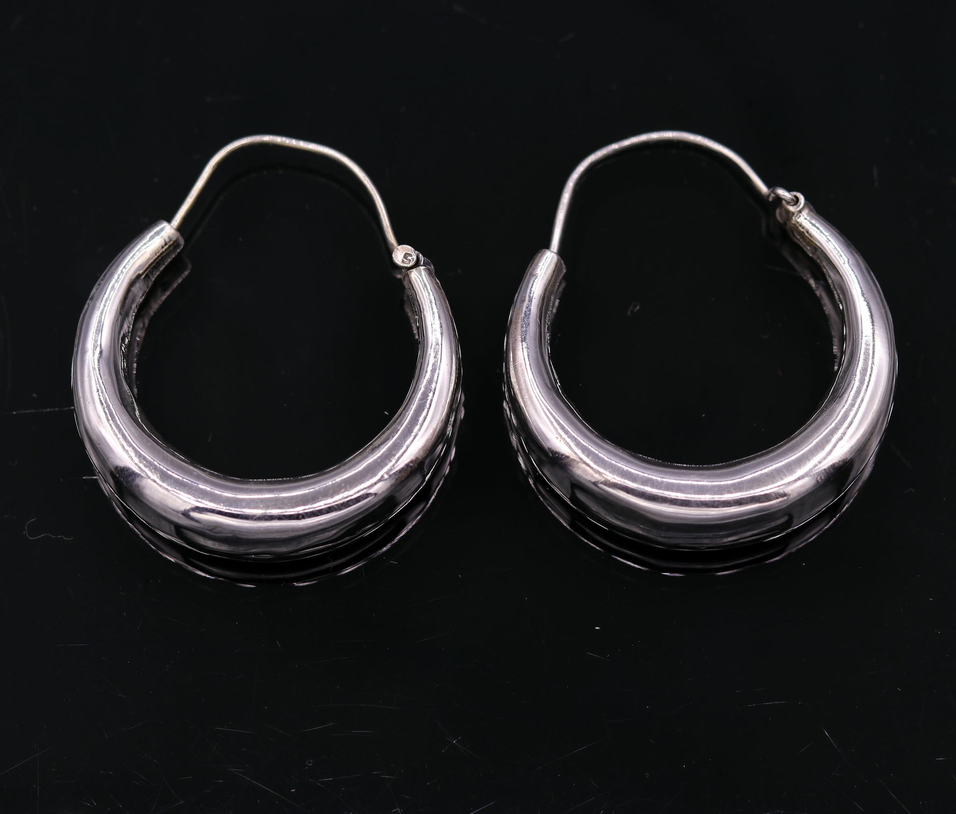 925 sterling silver handmade fabulous plain shining hoops earrings kundal unisex tribal bell dance jewelry from india s575 - TRIBAL ORNAMENTS