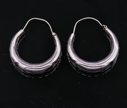 925 sterling silver handmade fabulous plain shining hoops earrings kundal unisex tribal bell dance jewelry from india s575 - TRIBAL ORNAMENTS