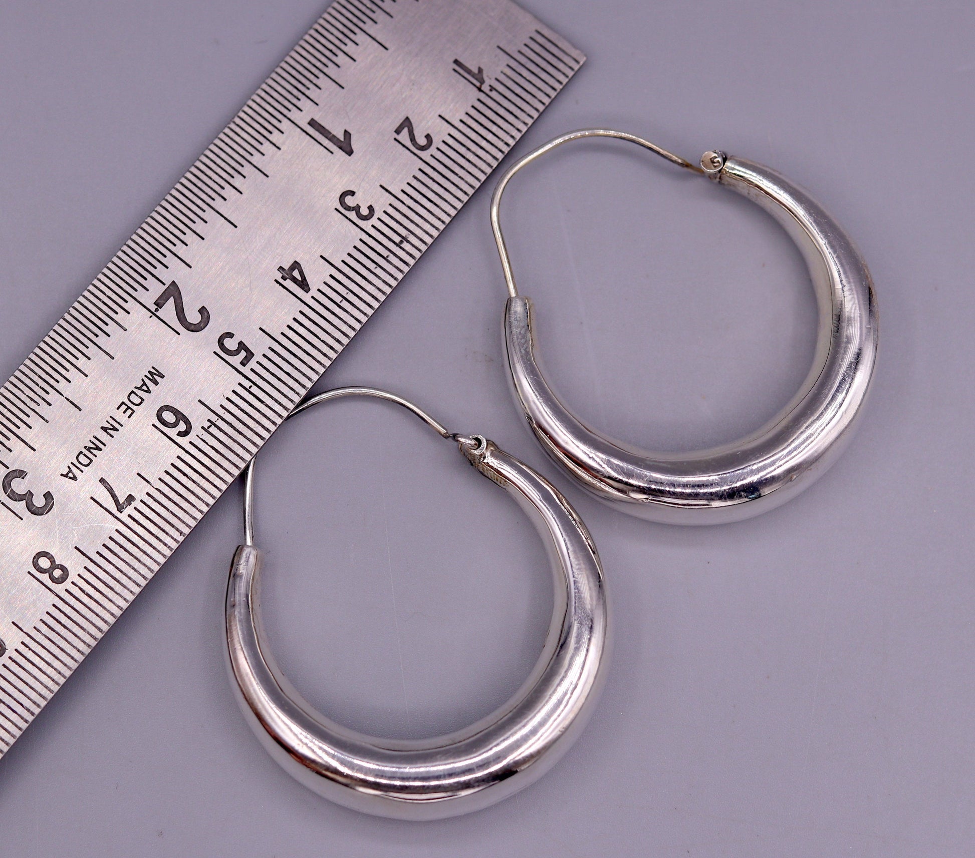 925 sterling silver handmade fabulous plain shining hoops earrings kundal unisex tribal bell dance jewelry from india s575 - TRIBAL ORNAMENTS