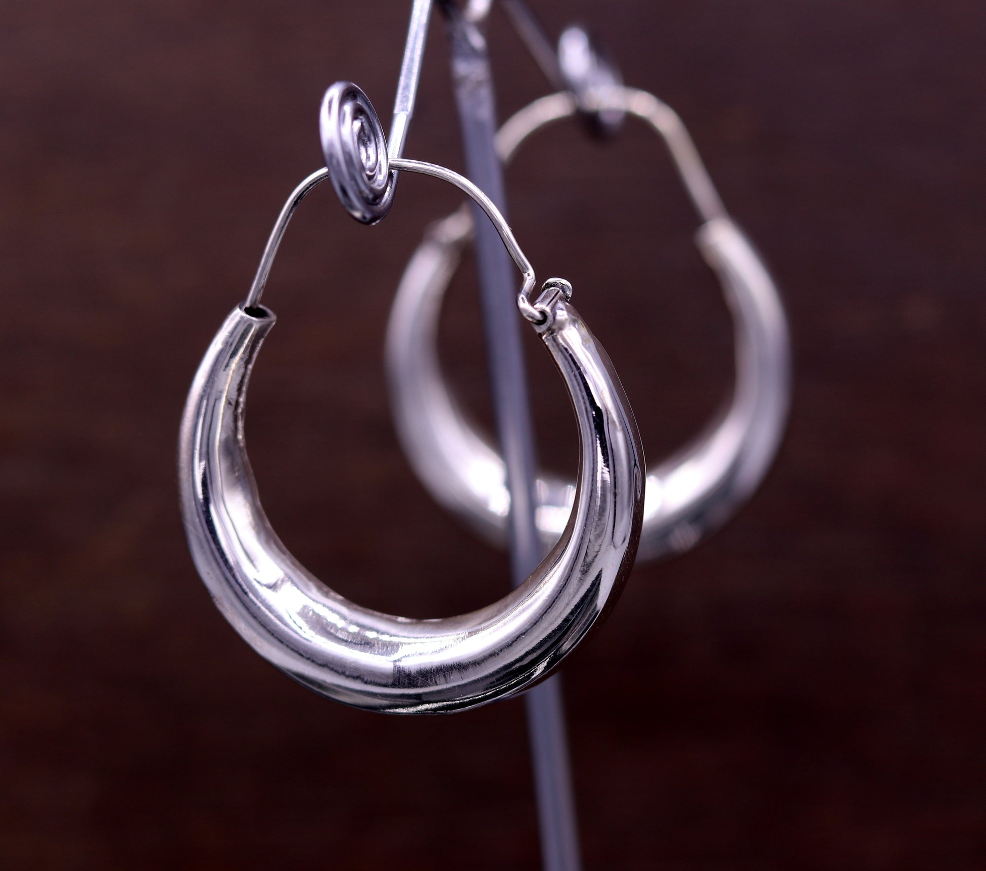 925 sterling silver handmade fabulous plain shining hoops earrings kundal unisex tribal bell dance jewelry from india s575 - TRIBAL ORNAMENTS