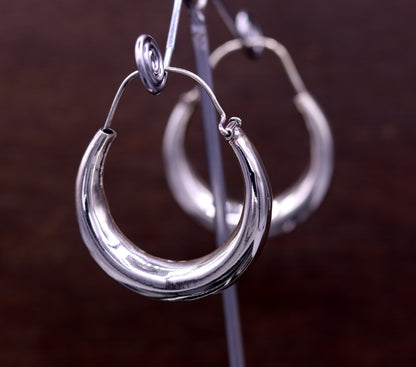 925 sterling silver handmade fabulous plain shining hoops earrings kundal unisex tribal bell dance jewelry from india s575 - TRIBAL ORNAMENTS