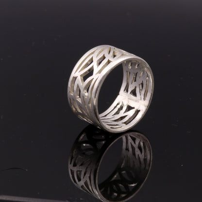 Sterling silver handmade ring with detailed horse, camel, and elephant design, unisex adjustable band from Tribal Ornaments.